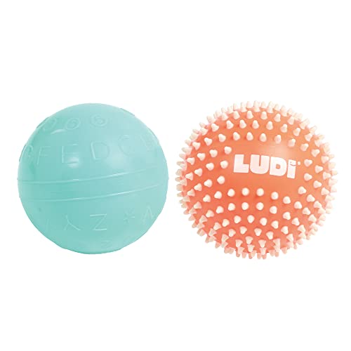 Ludi - Pack de 2 bolas flexibles sensoriales para el desarrollo del bebé - a partir de 10 meses