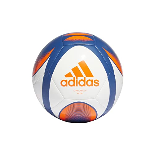 adidas STARLANCER Plus Recreational Soccer Ball, Men's, Solar Orange/Team Royal Blue/White, 5
