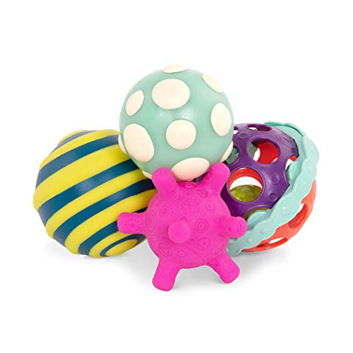 B. toys by Battat – Ball-a-balloos – Set de Pelotas texturizadas – Set de 4 Pelotas para pequeños de 6+ Meses, Multicolor, 22,86 x 15,24 cm