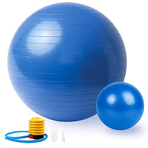 Sportout - Pelota de gimnasia (55 cm / 65 cm + 25 cm, anti-pinchazos, pelota de yoga antideslizante, con bomba rápida para pilates, entrenamiento de espalda y abdominales, oficina, hogar