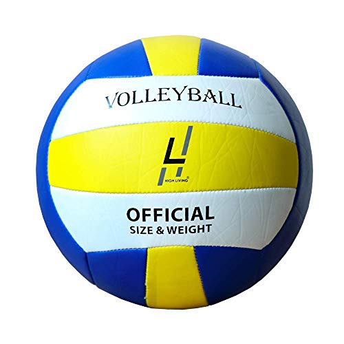Highliving ® Voleibol de cuero sintético suave al tacto pelota de voleibol para interior al aire libre playa gimnasio tamaño 5