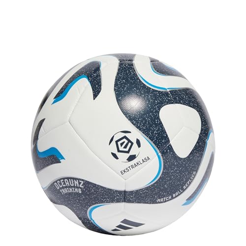 ADIDAS EKSTRAKLASA TRN Recreational Soccer Ball, Unisex Adult, White/Collegiate Navy/Bright Blue/Silver Met, 5