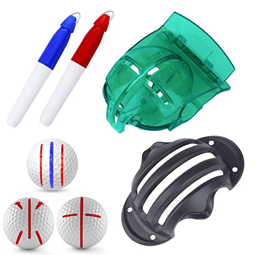 Uniclife Golf Ball Liner Tri-Line Golf Alignment Kit con Marcador Pen, Triple Track Putter Stencil Accesorios Spring Clamp Ball Marking Tools