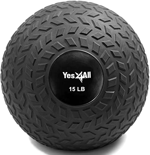 Yes4All D297 Slam Balls 6.8 kg, Negro, balón Medicinal Relleno de Arena, sin Rebote, Adecuado para Entrenamiento y Fuerza