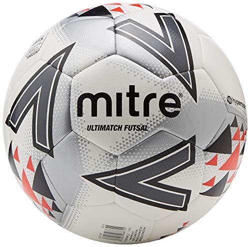 Mitre Ultimatch - Balón de fútbol Sala, Unisex, Color Blanco/Rojo/Negro, Talla 4