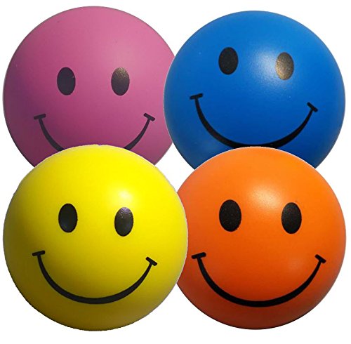 StressCHECK Pelota Anti Estrés - 4 x Bola Anti-Estrés de Colores Mezclados - Amarilla, Rosa, Azul y Naranja - Para ADHD y Autismo