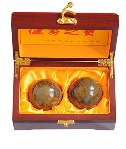 juanxian Bolas chinas de 2 pulgadas Feng Shui Nuwa Stone Baoding Bolas chinas para ejercicio de la salud con caja de regalo