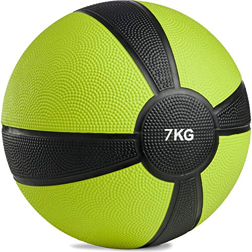 POWRX - Balón Medicinal 7 kg + PDF Workout (Lime)