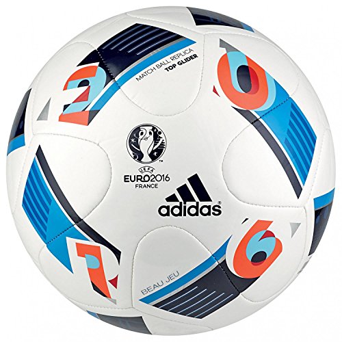 adidas EURO16TOPGLI - Balón de fútbol, Color Blanco/Azul/Naranja, Talla 5