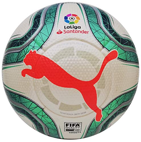 Puma Laliga 1 (FIFA Quality Pro) Balón de Fútbol, Unisex Adulto, Gris White-Green Glimmer-Nrgy Red, 5