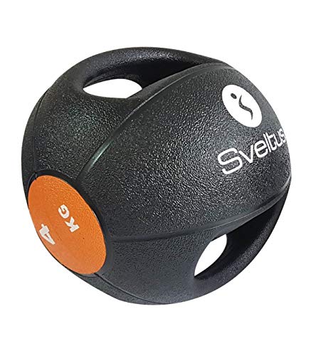 Sveltus Balón Medicinal de 4 kg con Asas, Unisex, Negro/Naranja, (poids Disponibles: 4, 6, 8 et 10 kg) (4)