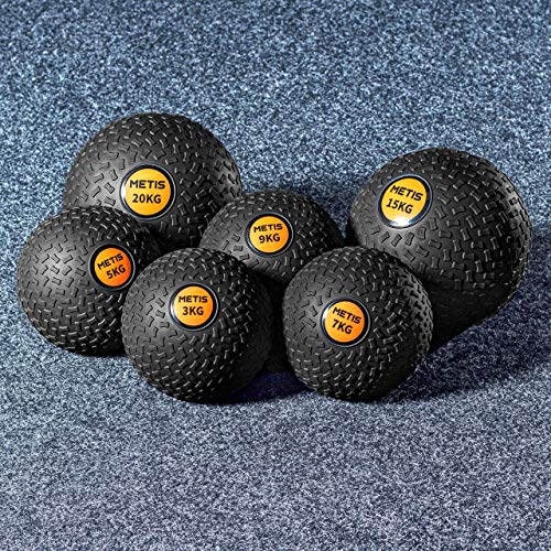 METIS Slam Ball Balones Lastrados 3kg – 20kg | Balones Medicinales de Bajo Rebote para Entrenamiento de Fuerza Central y Musculación | Balón de Fitness para Gimnasio en Casa (3 KG)